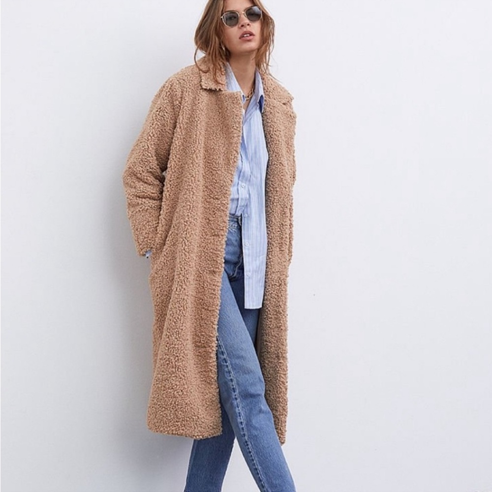 For Love And Lemons Tan Teddy Jacket Oversized Plush